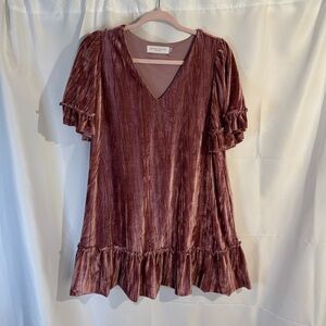 Elegant Velvet Ruffle Sleeve Tunic